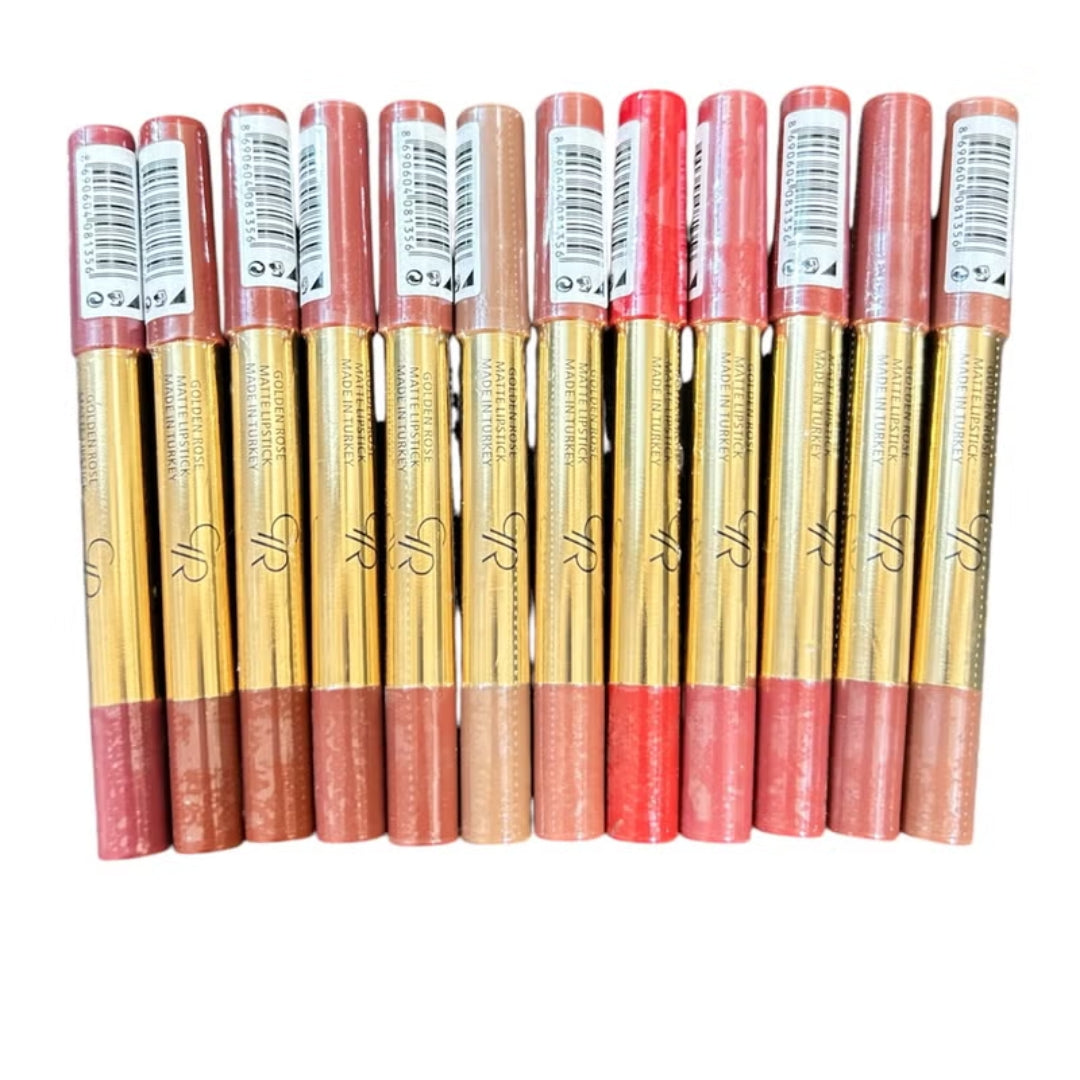 12 Colors Golden Rose Clear Lipstick Pencil Set - Rouge