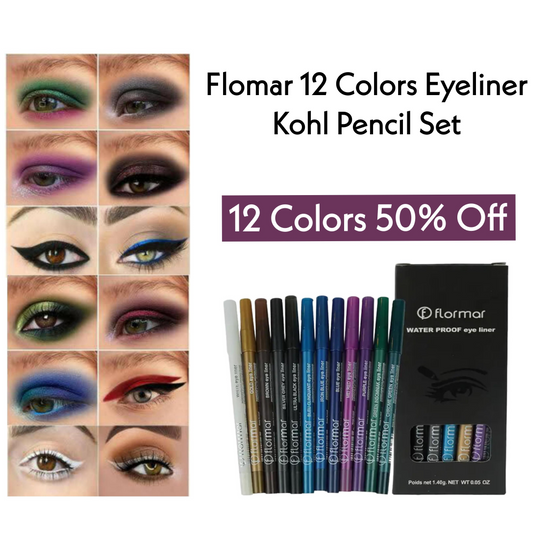 Flomar 12 Colors Eyeliner Kohl Pencil Set