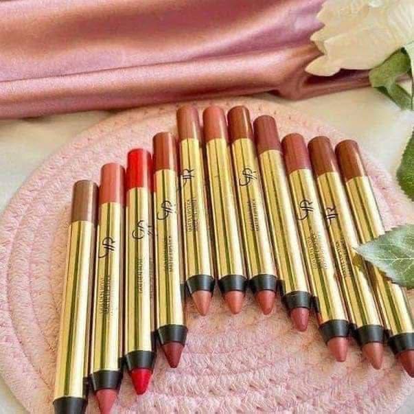 12 Colors Golden Rose Clear Lipstick Pencil Set - Rouge